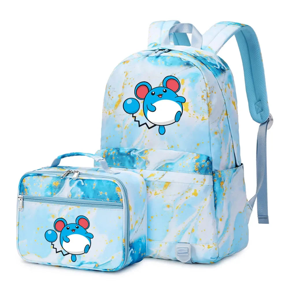 New Pokemon Gengar Charmander 2Pcs Boys Girls Kids School Book Bags Travel Women Backpack Lunch Bag for Student Teenagers Sets