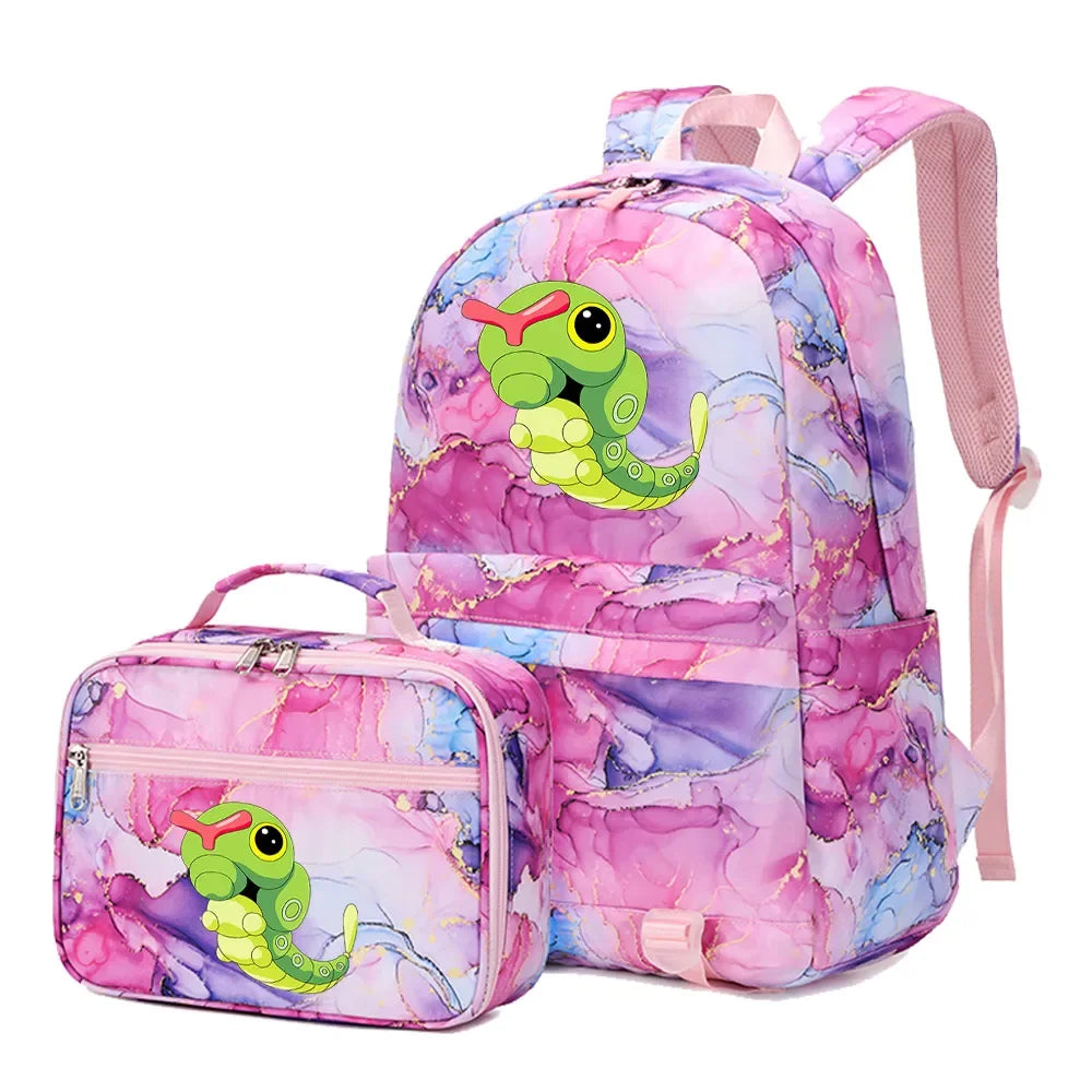 New Pokemon Gengar Charmander 2Pcs Boys Girls Kids School Book Bags Travel Women Backpack Lunch Bag for Student Teenagers Sets