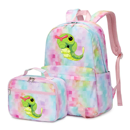 New Pokemon Gengar Charmander 2Pcs Boys Girls Kids School Book Bags Travel Women Backpack Lunch Bag for Student Teenagers Sets