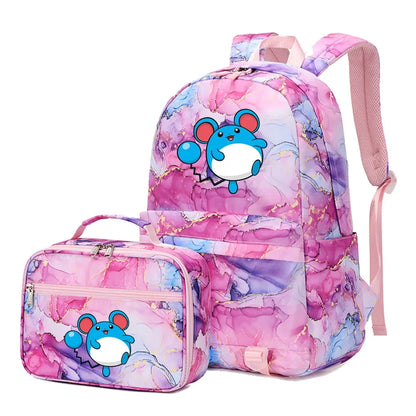 New Pokemon Gengar Charmander 2Pcs Boys Girls Kids School Book Bags Travel Women Backpack Lunch Bag for Student Teenagers Sets