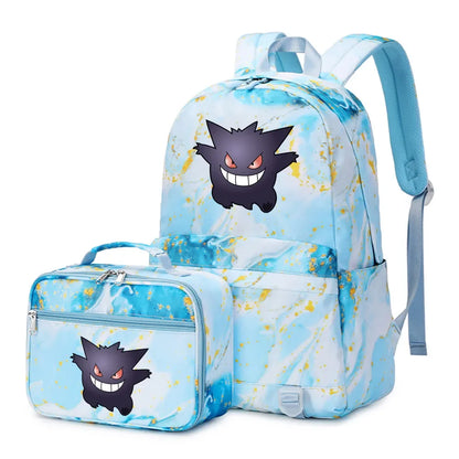 New Pokemon Gengar Charmander 2Pcs Boys Girls Kids School Book Bags Travel Women Backpack Lunch Bag for Student Teenagers Sets