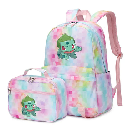 New Pokemon Gengar Charmander 2Pcs Boys Girls Kids School Book Bags Travel Women Backpack Lunch Bag for Student Teenagers Sets