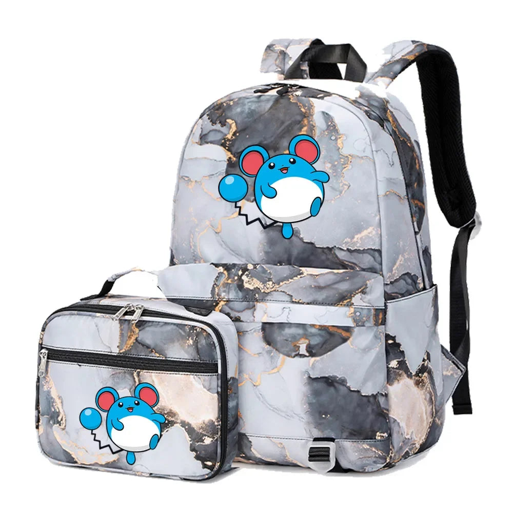 New Pokemon Gengar Charmander 2Pcs Boys Girls Kids School Book Bags Travel Women Backpack Lunch Bag for Student Teenagers Sets