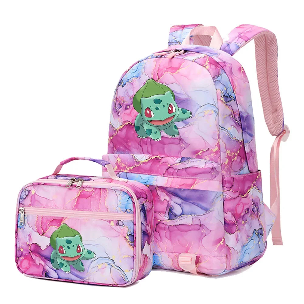 New Pokemon Gengar Charmander 2Pcs Boys Girls Kids School Book Bags Travel Women Backpack Lunch Bag for Student Teenagers Sets
