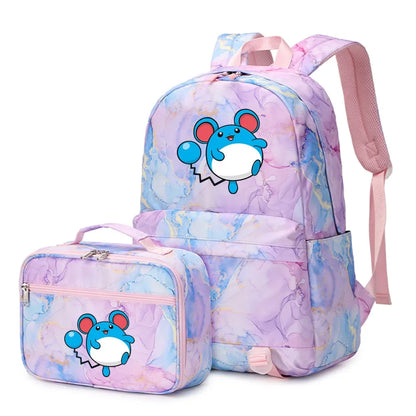 New Pokemon Gengar Charmander 2Pcs Boys Girls Kids School Book Bags Travel Women Backpack Lunch Bag for Student Teenagers Sets