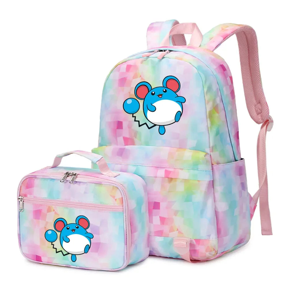 New Pokemon Gengar Charmander 2Pcs Boys Girls Kids School Book Bags Travel Women Backpack Lunch Bag for Student Teenagers Sets