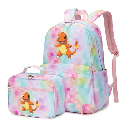 New Pokemon Gengar Charmander 2Pcs Boys Girls Kids School Book Bags Travel Women Backpack Lunch Bag for Student Teenagers Sets