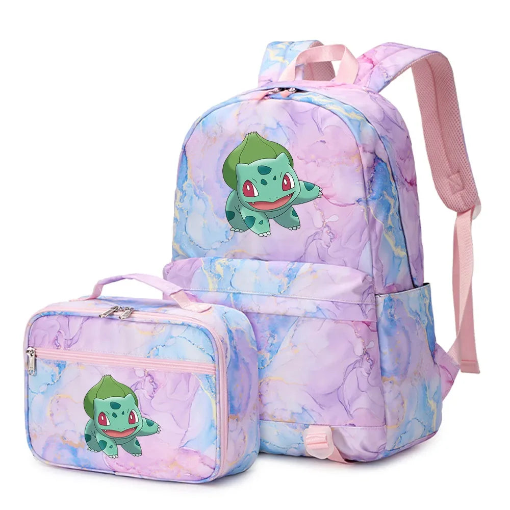 New Pokemon Gengar Charmander 2Pcs Boys Girls Kids School Book Bags Travel Women Backpack Lunch Bag for Student Teenagers Sets