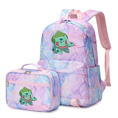 New Pokemon Gengar Charmander 2Pcs Boys Girls Kids School Book Bags Travel Women Backpack Lunch Bag for Student Teenagers Sets