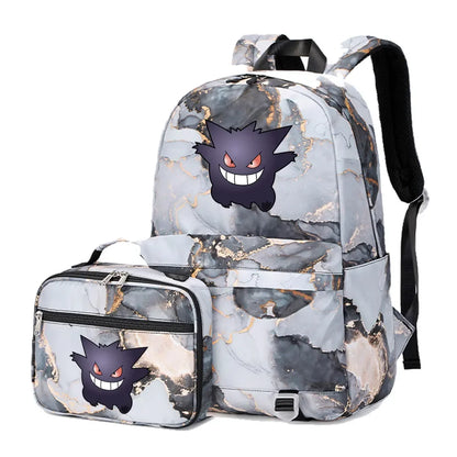 New Pokemon Gengar Charmander 2Pcs Boys Girls Kids School Book Bags Travel Women Backpack Lunch Bag for Student Teenagers Sets