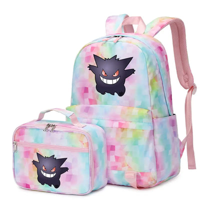 New Pokemon Gengar Charmander 2Pcs Boys Girls Kids School Book Bags Travel Women Backpack Lunch Bag for Student Teenagers Sets