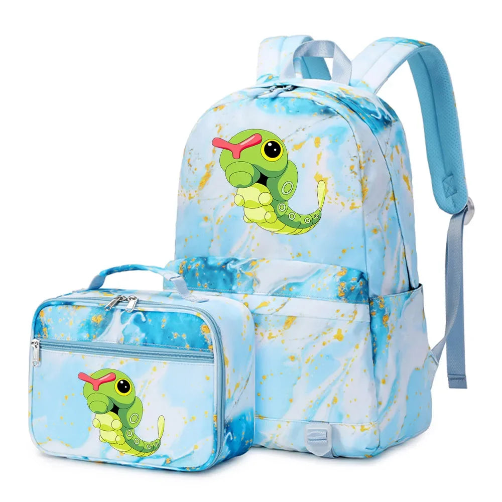 New Pokemon Gengar Charmander 2Pcs Boys Girls Kids School Book Bags Travel Women Backpack Lunch Bag for Student Teenagers Sets
