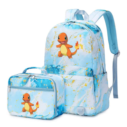 New Pokemon Gengar Charmander 2Pcs Boys Girls Kids School Book Bags Travel Women Backpack Lunch Bag for Student Teenagers Sets