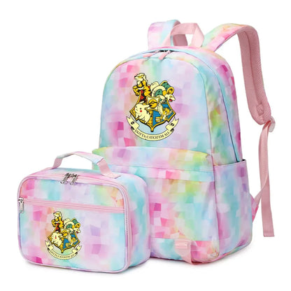 New Pokemon Pikachu 2Pcs Boys Girls Kids School Book Bags Travel Women Backpack Lunch Bag for Student Teenagers Sets