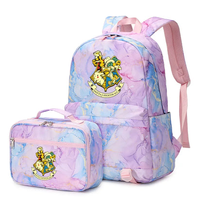 New Pokemon Pikachu 2Pcs Boys Girls Kids School Book Bags Travel Women Backpack Lunch Bag for Student Teenagers Sets