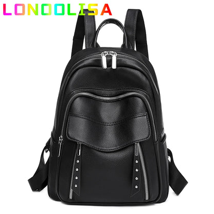 New Pu Leather Designer Backpacks Women High Quality Vintage Backpack for Girls 2021 Large Capacity School Bag Travel Bagpack
