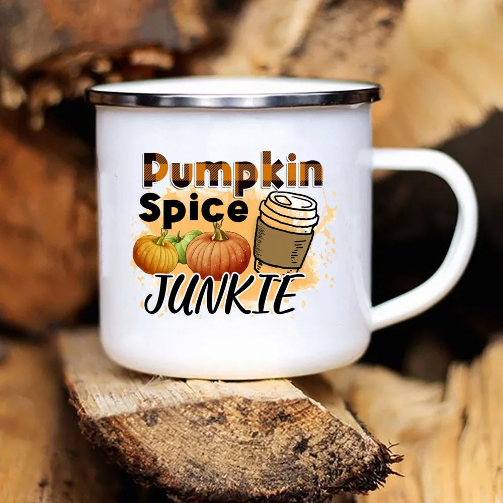 New Pumpkin Drinking Coffee Mug Thanksgiving Enamel Mug hot chocolate milk handle cups Farm Party  gifts for family friend lover