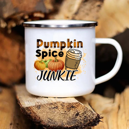 New Pumpkin Drinking Coffee Mug Thanksgiving Enamel Mug hot chocolate milk handle cups Farm Party  gifts for family friend lover