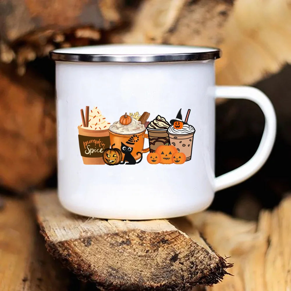 New Pumpkin Drinking Coffee Mug Thanksgiving Enamel Mug hot chocolate milk handle cups Farm Party  gifts for family friend lover