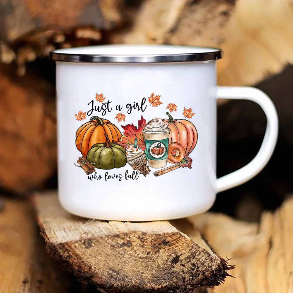 New Pumpkin Drinking Coffee Mug Thanksgiving Enamel Mug hot chocolate milk handle cups Farm Party  gifts for family friend lover