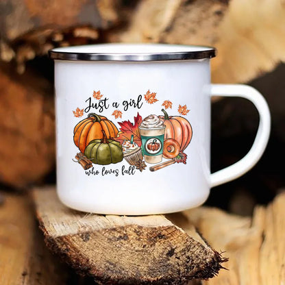 New Pumpkin Drinking Coffee Mug Thanksgiving Enamel Mug hot chocolate milk handle cups Farm Party  gifts for family friend lover