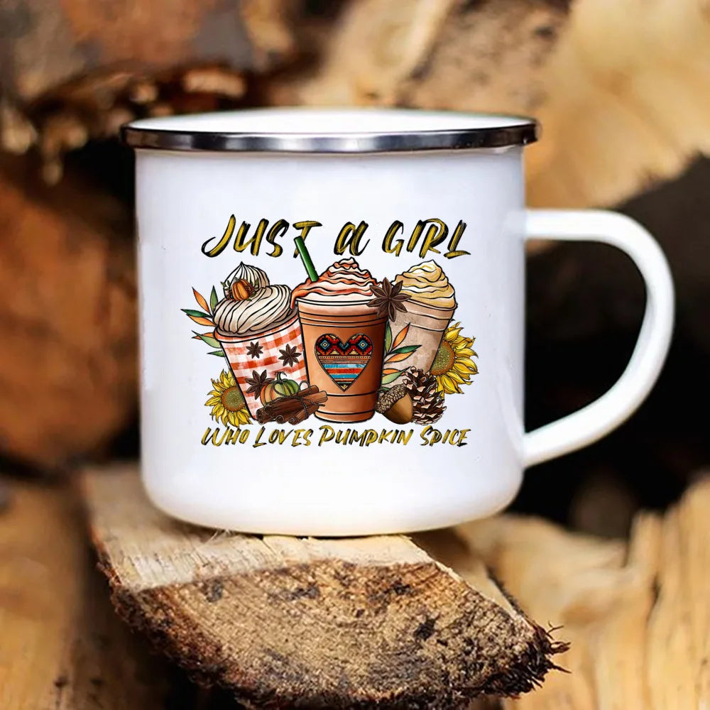 New Pumpkin Drinking Coffee Mug Thanksgiving Enamel Mug hot chocolate milk handle cups Farm Party  gifts for family friend lover