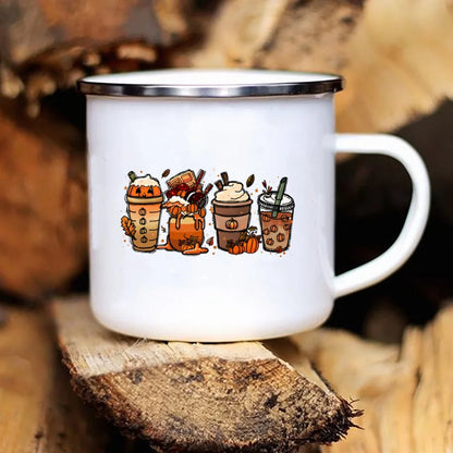 New Pumpkin Drinking Coffee Mug Thanksgiving Enamel Mug hot chocolate milk handle cups Farm Party  gifts for family friend lover