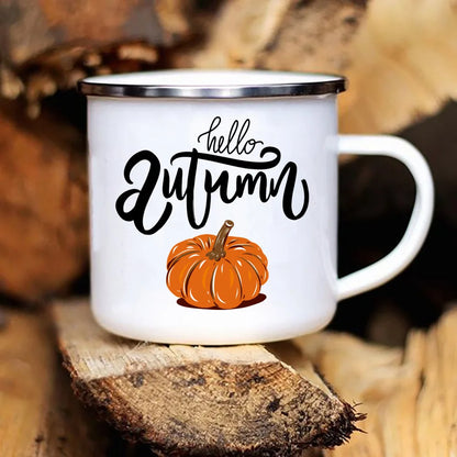 New Pumpkin Drinking Coffee Mug Thanksgiving Enamel Mug hot chocolate milk handle cups Farm Party  gifts for family friend lover