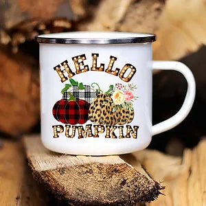 New Pumpkin Drinking Coffee Mug Thanksgiving Enamel Mug hot chocolate milk handle cups Farm Party  gifts for family friend lover