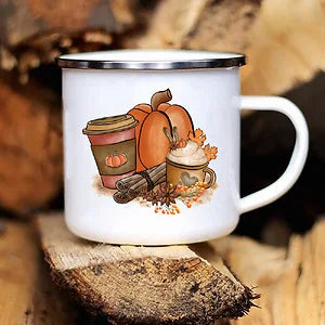 New Pumpkin Drinking Coffee Mug Thanksgiving Enamel Mug hot chocolate milk handle cups Farm Party  gifts for family friend lover