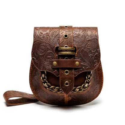 New Punk Women's Genuine Leather Shoulder Retro Style Cowhide Messenger Chain Bag
