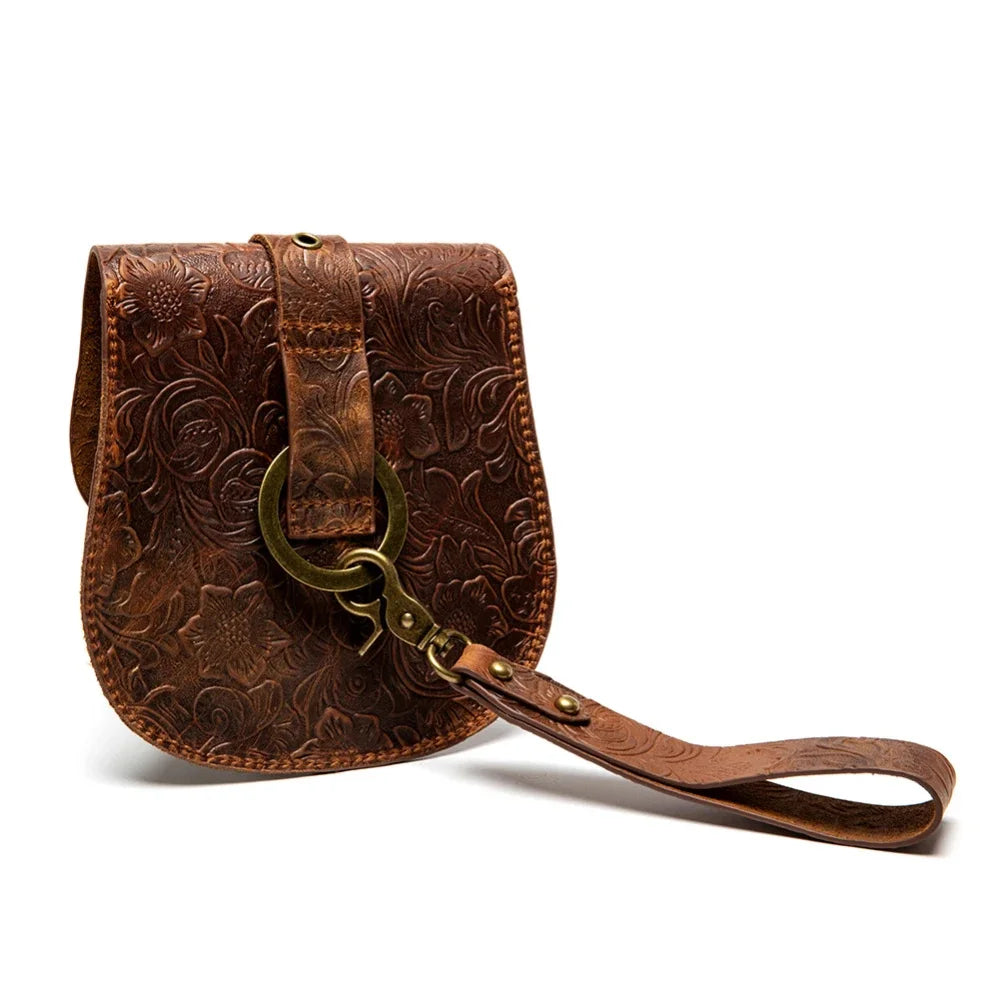 New Punk Women's Genuine Leather Shoulder Retro Style Cowhide Messenger Chain Bag