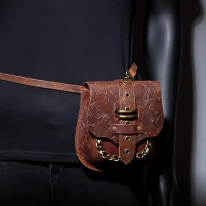 New Punk Women's Genuine Leather Shoulder Retro Style Cowhide Messenger Chain Bag