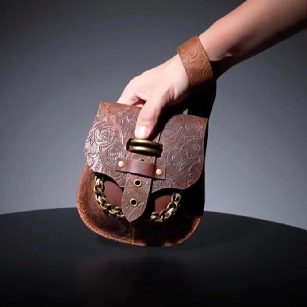 New Punk Women's Genuine Leather Shoulder Retro Style Cowhide Messenger Chain Bag