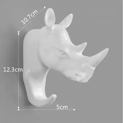 New ROTOCAST Material Light Environmental Protection Animal Hook Home Decoration Wall Storage Rhinoceros Simulation Wall Hanging
