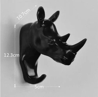 New ROTOCAST Material Light Environmental Protection Animal Hook Home Decoration Wall Storage Rhinoceros Simulation Wall Hanging