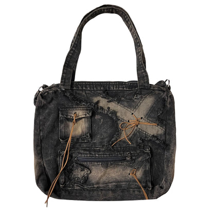 New Retro Denim Bags For Women 2024 Luxury Handbags Designer Ladies Large Capacity Fashion Shoulder Bag Sac A Main