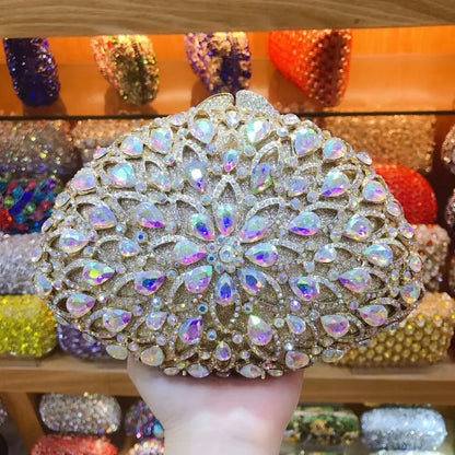 New Rhinestone Wedding Party Clutch Evening Bags Bridal Shoulder Bag Chain Ladies Evening Bags Wedding Party Chain Shoulder Bag