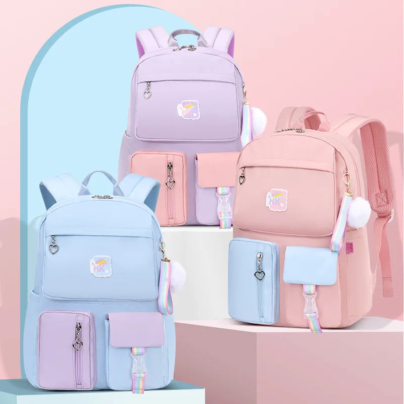 New School Bag 1-6 Grade Princess Girl Spine Protection Waterproof Children's Backpack Simple Large Capacity Schoolbag