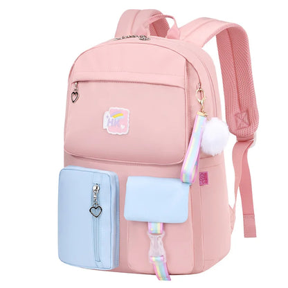New School Bag 1-6 Grade Princess Girl Spine Protection Waterproof Children's Backpack Simple Large Capacity Schoolbag
