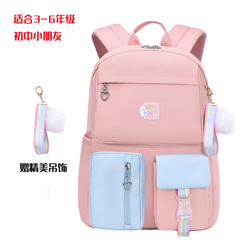 New School Bag 1-6 Grade Princess Girl Spine Protection Waterproof Children's Backpack Simple Large Capacity Schoolbag