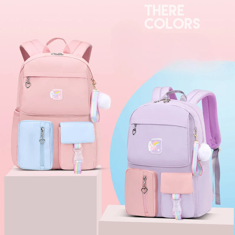New School Bag 1-6 Grade Princess Girl Spine Protection Waterproof Children's Backpack Simple Large Capacity Schoolbag