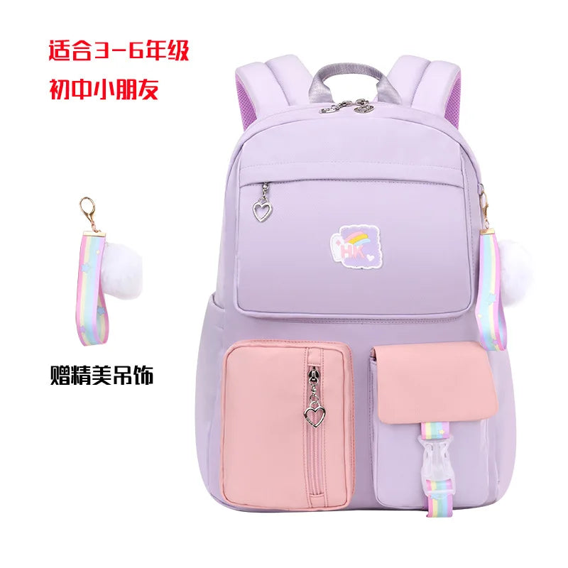 New School Bag 1-6 Grade Princess Girl Spine Protection Waterproof Children's Backpack Simple Large Capacity Schoolbag