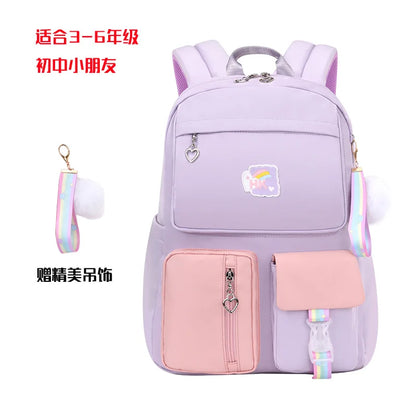 New School Bag 1-6 Grade Princess Girl Spine Protection Waterproof Children's Backpack Simple Large Capacity Schoolbag