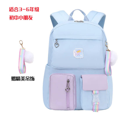 New School Bag 1-6 Grade Princess Girl Spine Protection Waterproof Children's Backpack Simple Large Capacity Schoolbag