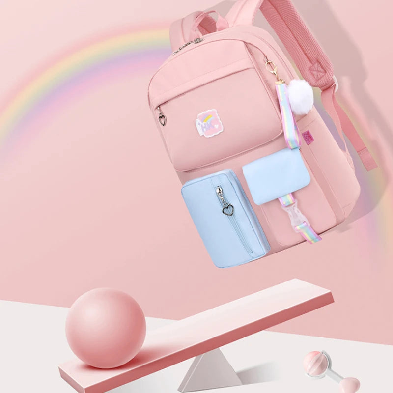 New School Bag 1-6 Grade Princess Girl Spine Protection Waterproof Children's Backpack Simple Large Capacity Schoolbag