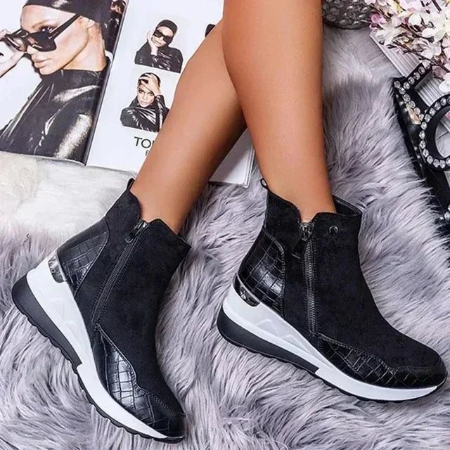 New Shoes And Zipper Women Wedge Ankle Autumn Women Low-top Vulcanized Boots Shoes Boots Winter Thick-soled Sneakers Chaussure