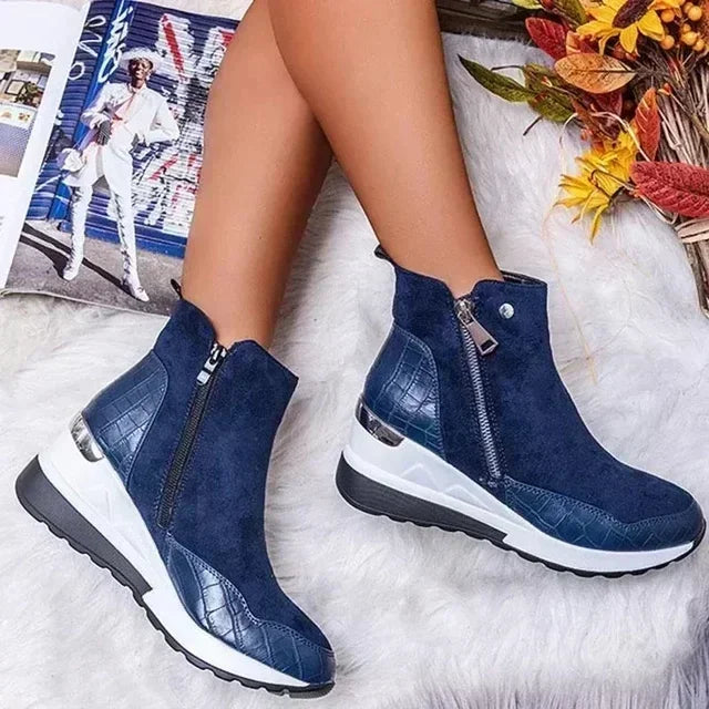 New Shoes And Zipper Women Wedge Ankle Autumn Women Low-top Vulcanized Boots Shoes Boots Winter Thick-soled Sneakers Chaussure