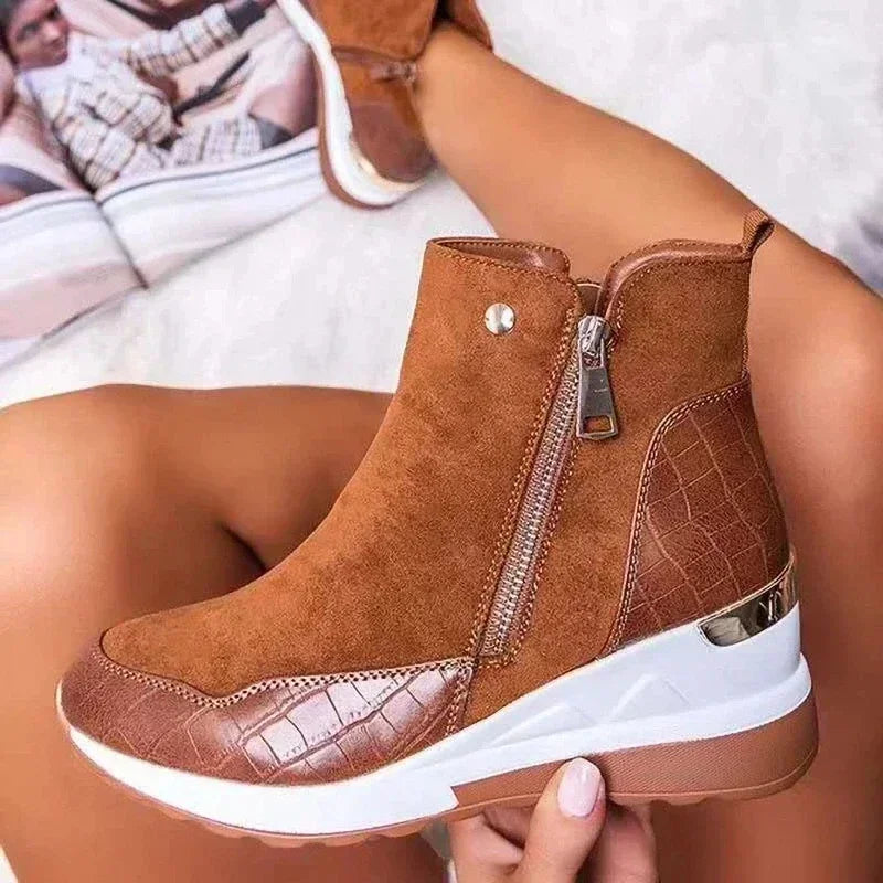 New Shoes And Zipper Women Wedge Ankle Autumn Women Low-top Vulcanized Boots Shoes Boots Winter Thick-soled Sneakers Chaussure
