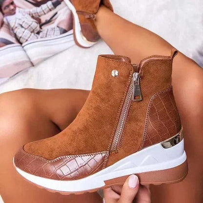 New Shoes And Zipper Women Wedge Ankle Autumn Women Low-top Vulcanized Boots Shoes Boots Winter Thick-soled Sneakers Chaussure